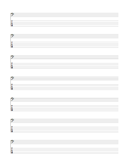 5 String Bass Tab and Notation Paper